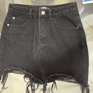 Missguided petite black distressed denim shorts